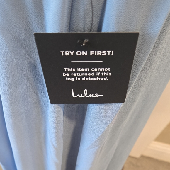 Lulu's Blue Sleeveless Plunge Neck Maxi Dress - Picture 2 of 11